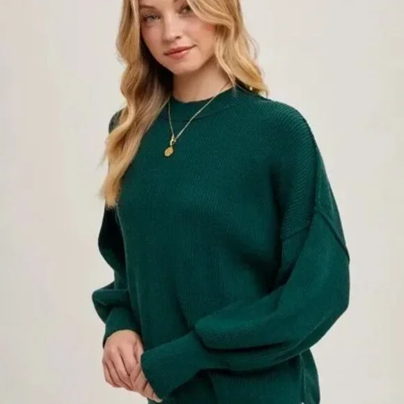 CLEAR OUT!! Ribbed Mock Neck Pullover - Picture 6 of 9